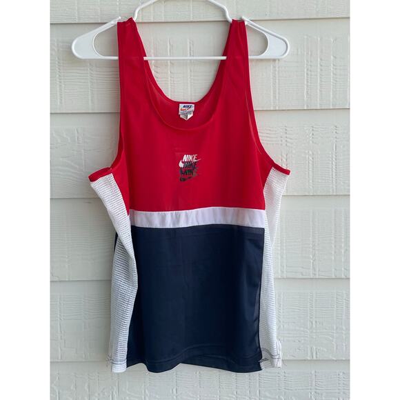 Nike Mesh Splice Tank Vintage 3 check logo Medium, Made in USA 70's-89's - Picture 1 of 11
